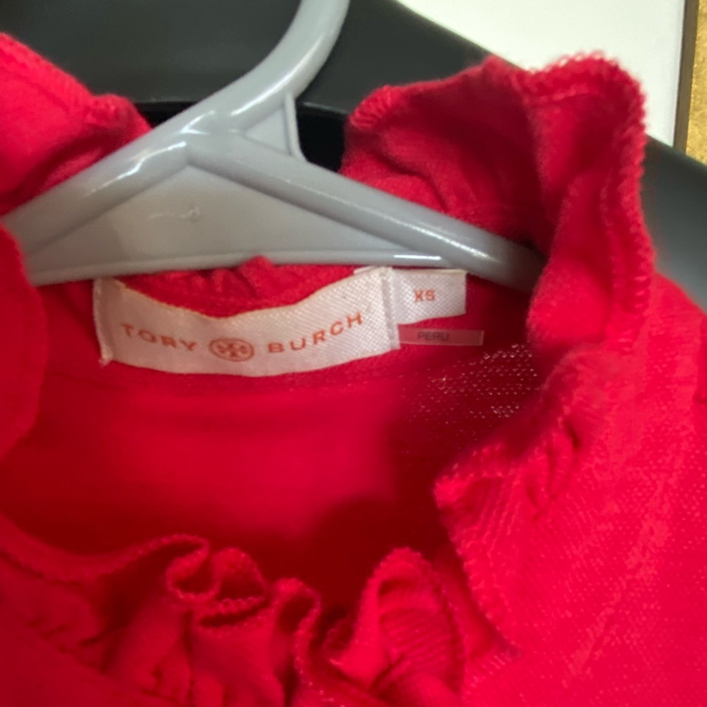 Tory Burch Vibrant Red Ruffled Tank Top - Picture 2 of 4